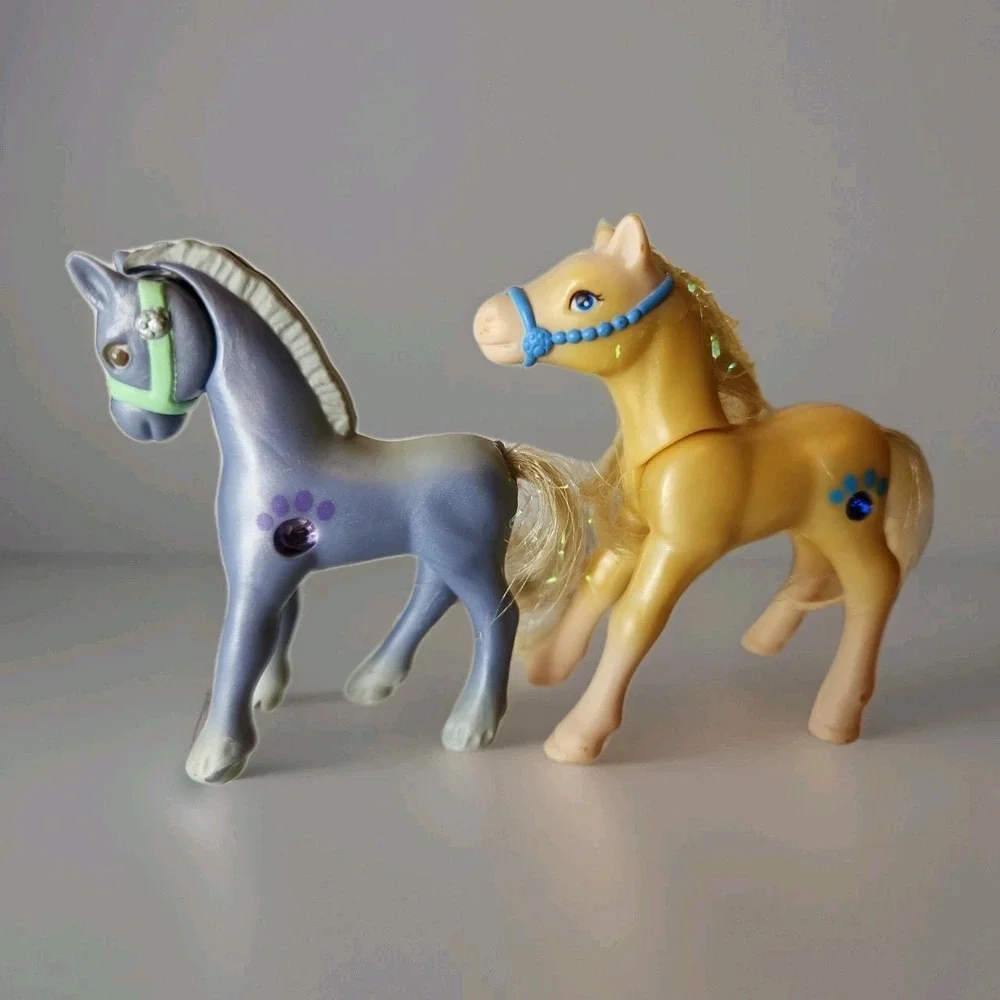 Vintage Kenner 1990s Littlest Pet Shop Ponies-3, Male Lion, Gray Bunny, & Puppy